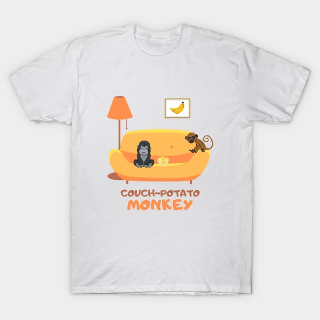 couch-potato monkey T-Shirt by FullMoon